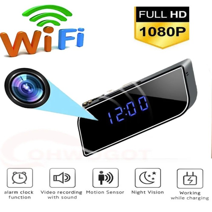 Invisible Camera with Wifi 1080P Clock Watch Cam Smart Home Security