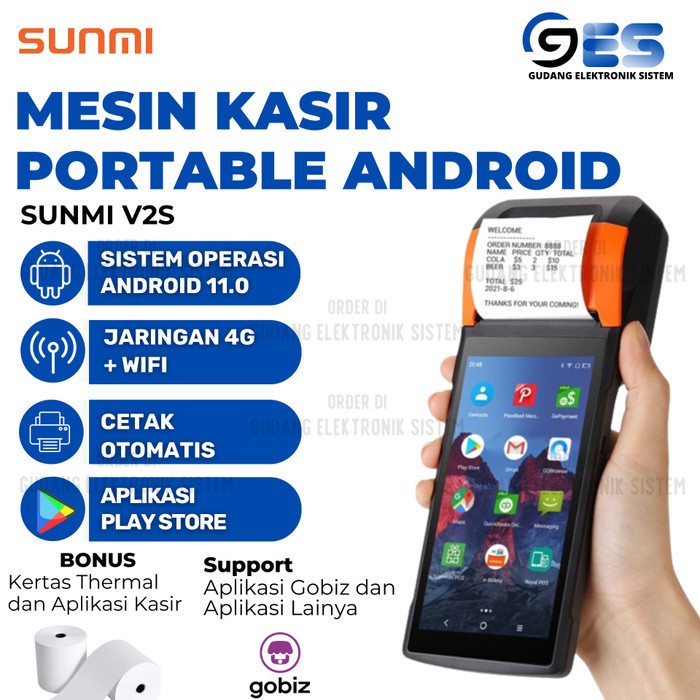 

Mesin Kasir Portable Android Sun V2S Print Label Thermal Otomatis dan Scan Barcode Qris Support NFC