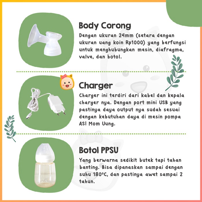 [tks] - Mom Uung Spare Part Pompa ASI Corong Silikon Valve Diafragma Charger