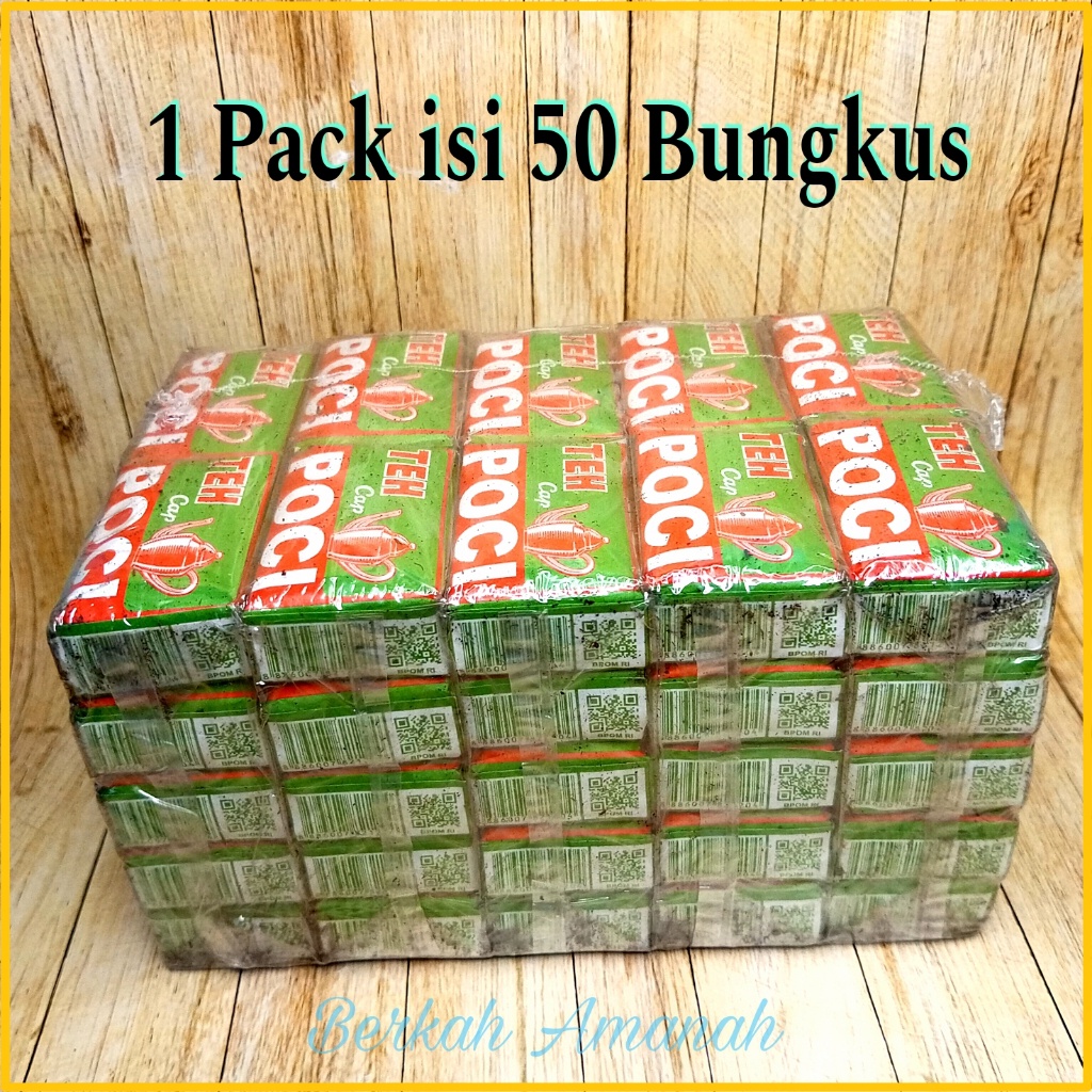 

[1 Pack isi 50 Bungkus] TEH POCI Hijau 1 Pack isi 50 Bungkus @8gram Teh Cap Poci Wangi Melati Asli