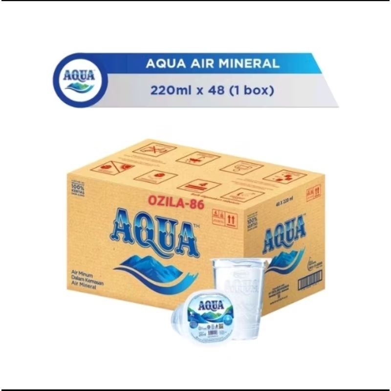 AQUA 220 ml 1 Dus Aqua Gelas 1 Dus isi 48pcs