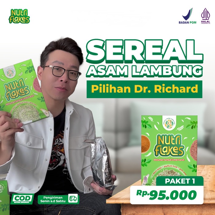 

Nutriflakes 100% Original Sereal Umbi Garut Untuk Mengatasi Masalah Lambung Gerd dan Maag Nutri