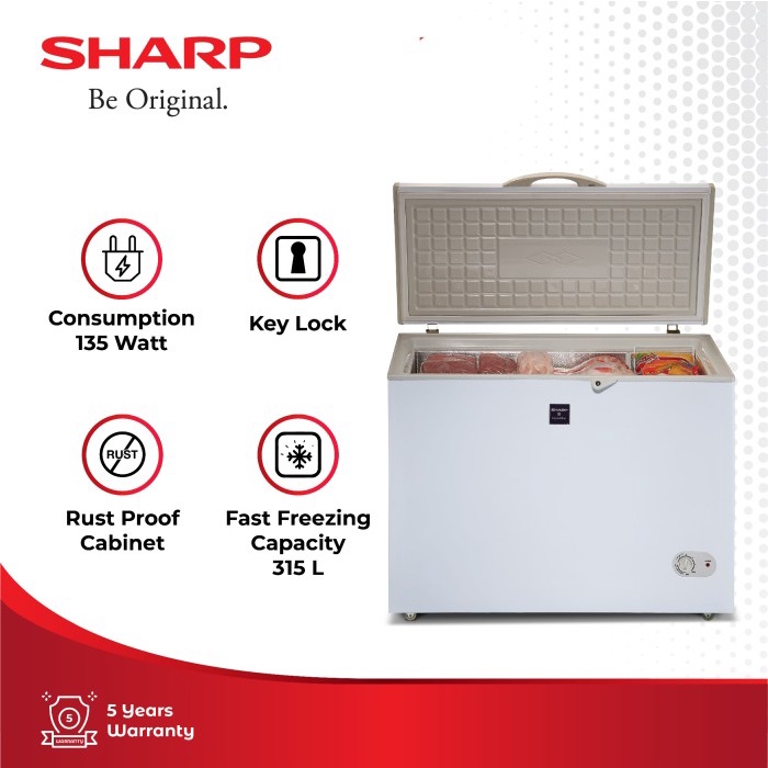 JUAL RUGI Sharp Chest Freezer FRV 300 300liter 100w
