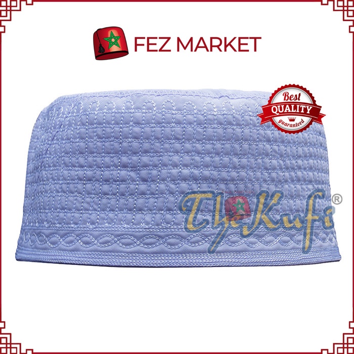 Yuksist- Peci Madinah Katun Bordir Putih - Madinah Embroidered