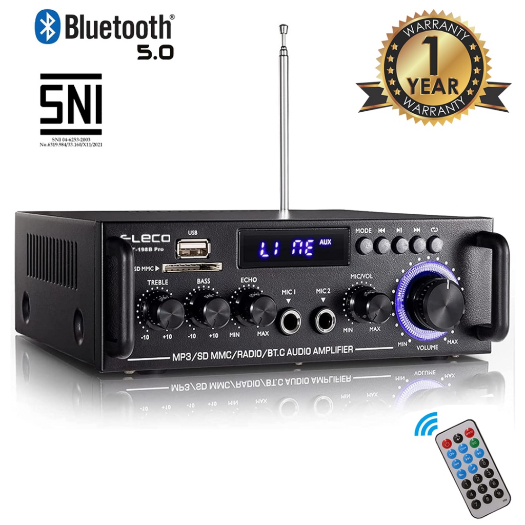 Amplifier Karaoke Bluetooth garansi 1 tahun EQ Audio Karaoke Home Theater FM Radio 600 dan 1000w