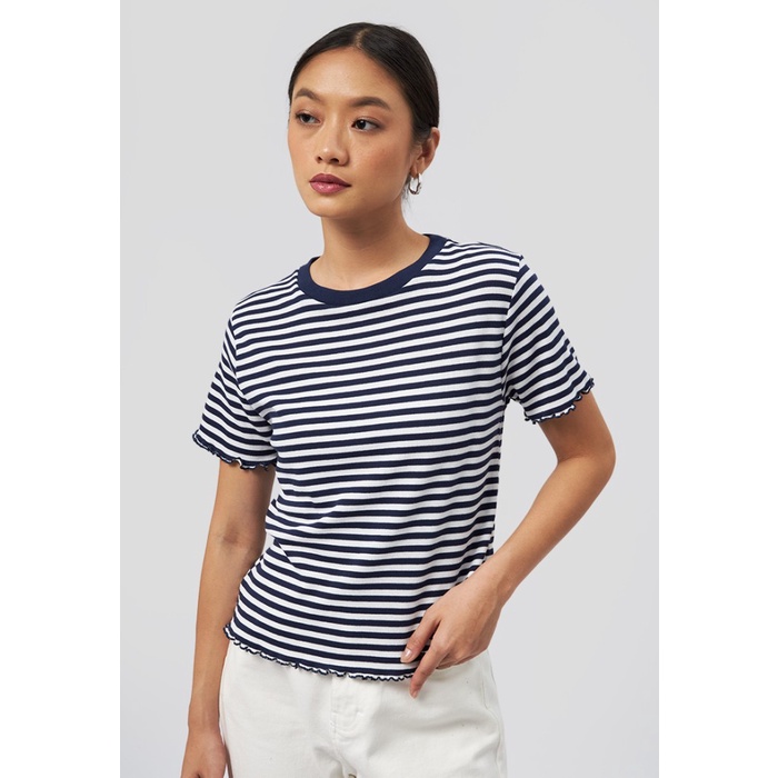 Executive Short Sleeve Stripes Rib T-Shirt 5-Tskkca224J119 Navy Harga Promo