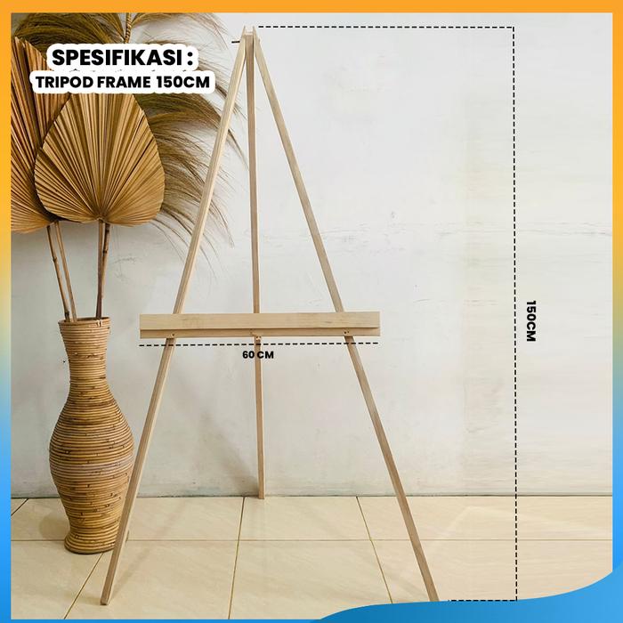 Easel Standing Frame Kayu Wooden Board Besar Stand Lukis Kayu Jati Belanda Penyanggah Papan Bunga,