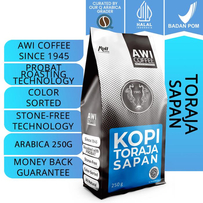

Awi Coffee Kopi Toraja Sapan 250Gr Arabica Specialty Coffee Best Seller