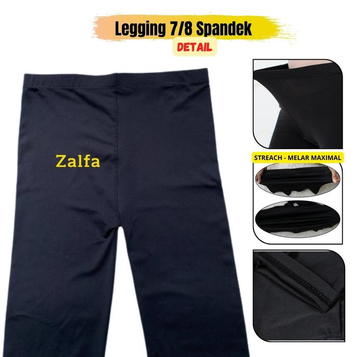 10PCS Legging Pendek 7/8 - Celana Lejing Selutut 3/4 Bahan Spandek Jersey Licin Elastis Hitam Polos
