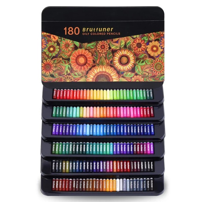 

Brutfuner 180 Colors Professional Oil Color Square Pencils Set Tinbox Terbaru