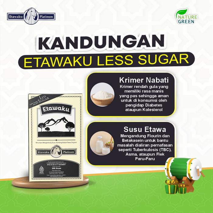 

Etawaku Platinum Less Sugar - Paket 1 Box - Susu Kambing Etawa Bubuk Rendah Gula - Dairy Milk Bantu