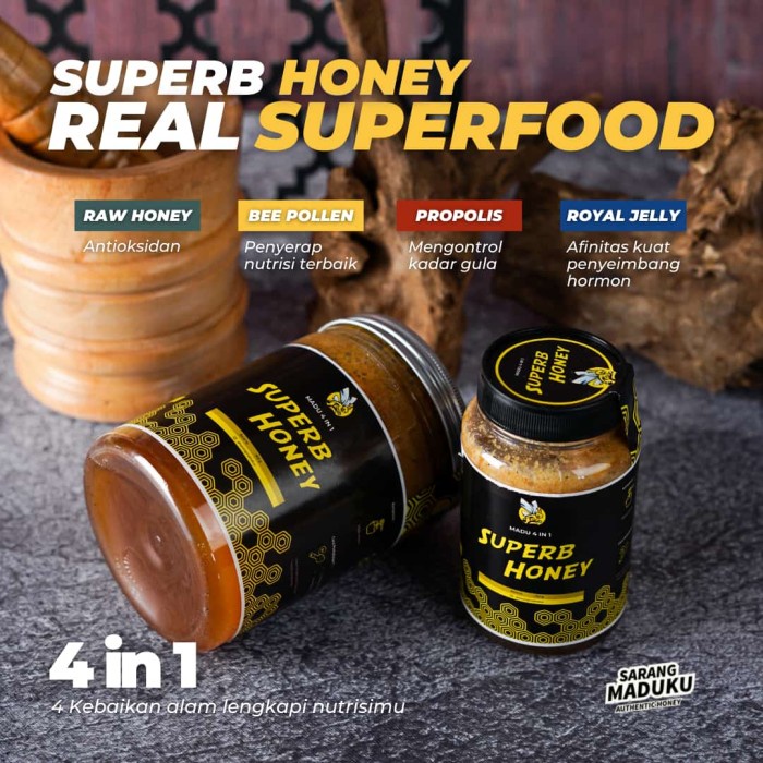 

BARANG TERLARIS Madu Super 4in1 Sarang Maduku Propolis Royal Jelly Bee Pollen Original