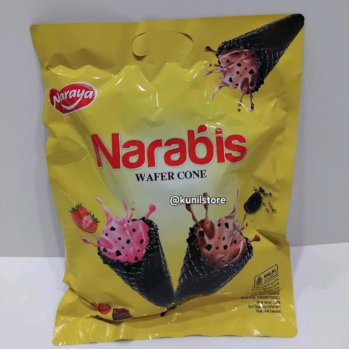

WAFER CONE NARABIS NARAYA 220GR MIX STRAWBERRY, CHOCOLATE Biskuit