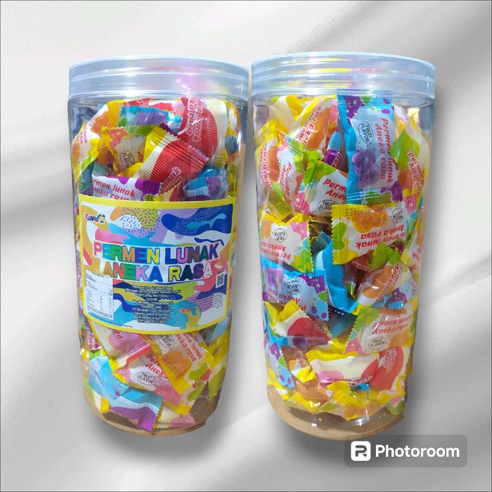 Permen Lunak Aneka Rasa Buah isi 120 Pcs - Candy Lunak Gummy Food Toples korea , Permen Manis isi