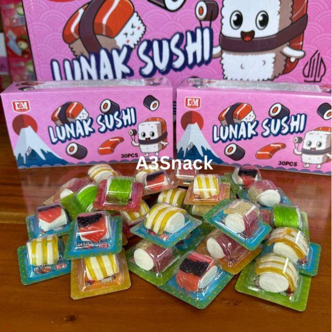 

Permen Lunak bentuk Sushi 1 pack isi 30 pcs rasa buah buahan