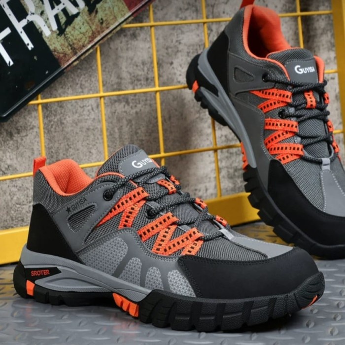 sepatu safety sporty GUYISA GREY 110 ujung besi import pria wanita