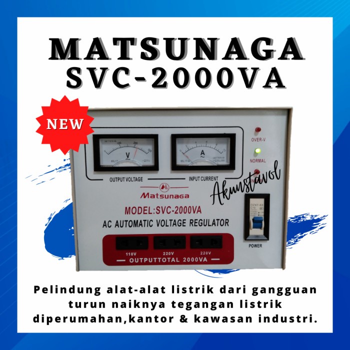 Stavolt New Matsunaga SVC-2000VA - Stabilizer Listrik Matsunaga 2000 W
