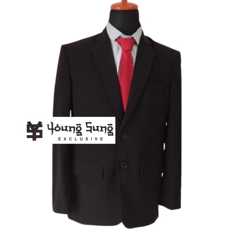BIG PROMO Youngsung Exclusive - Blazer Pria Hitam Slimfit Anak Muda Sekolah Jas Wisuda SMP SMA