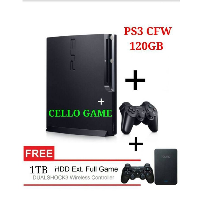 PS3 SLIM CFW MULTIMAN HDD 120GB+2 STIK PS 3 WIRELESS+HDD EXTERNAL 1TB