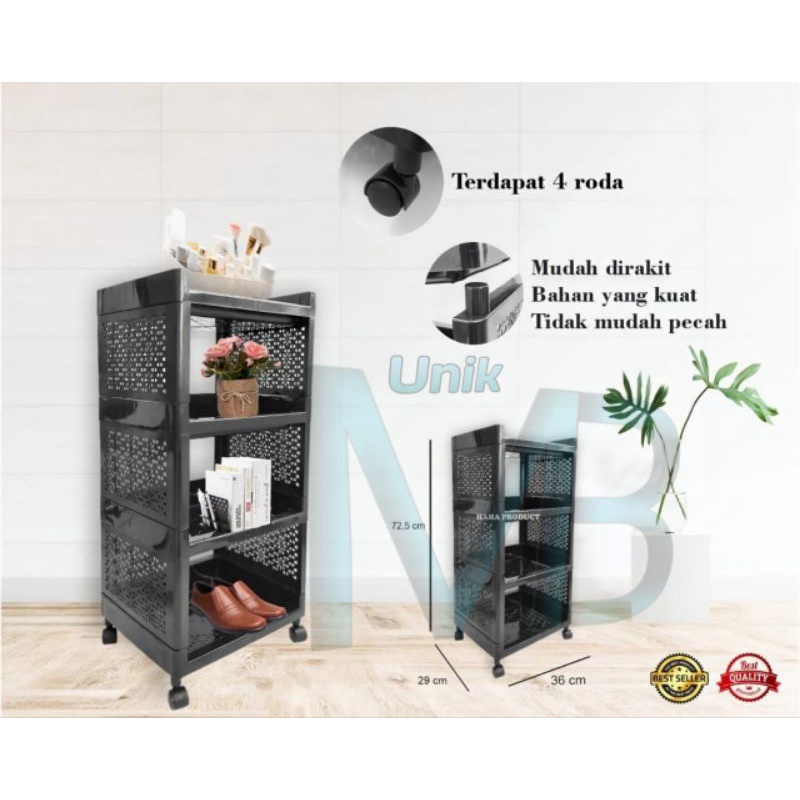 BEST SELLER RAK PLASTIK APARTEMEN ELCO YOYO SUSUN 4 TINGKAT