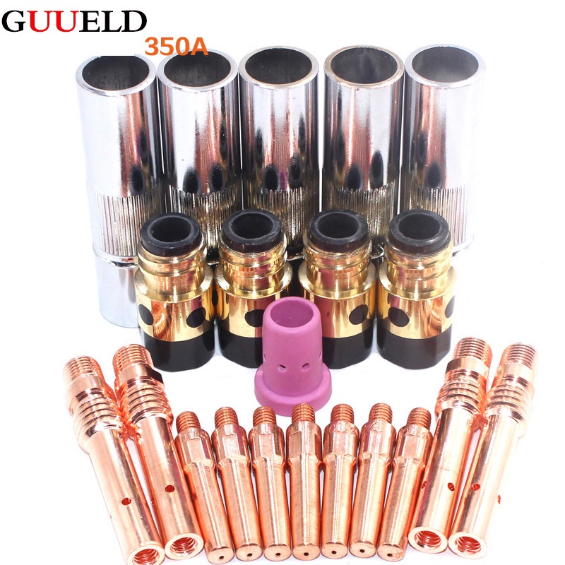 45pcs 350A MIG MAG Gun accessories MIG shield Cups gas diffuser insulator electric tips for CO2 MIG 