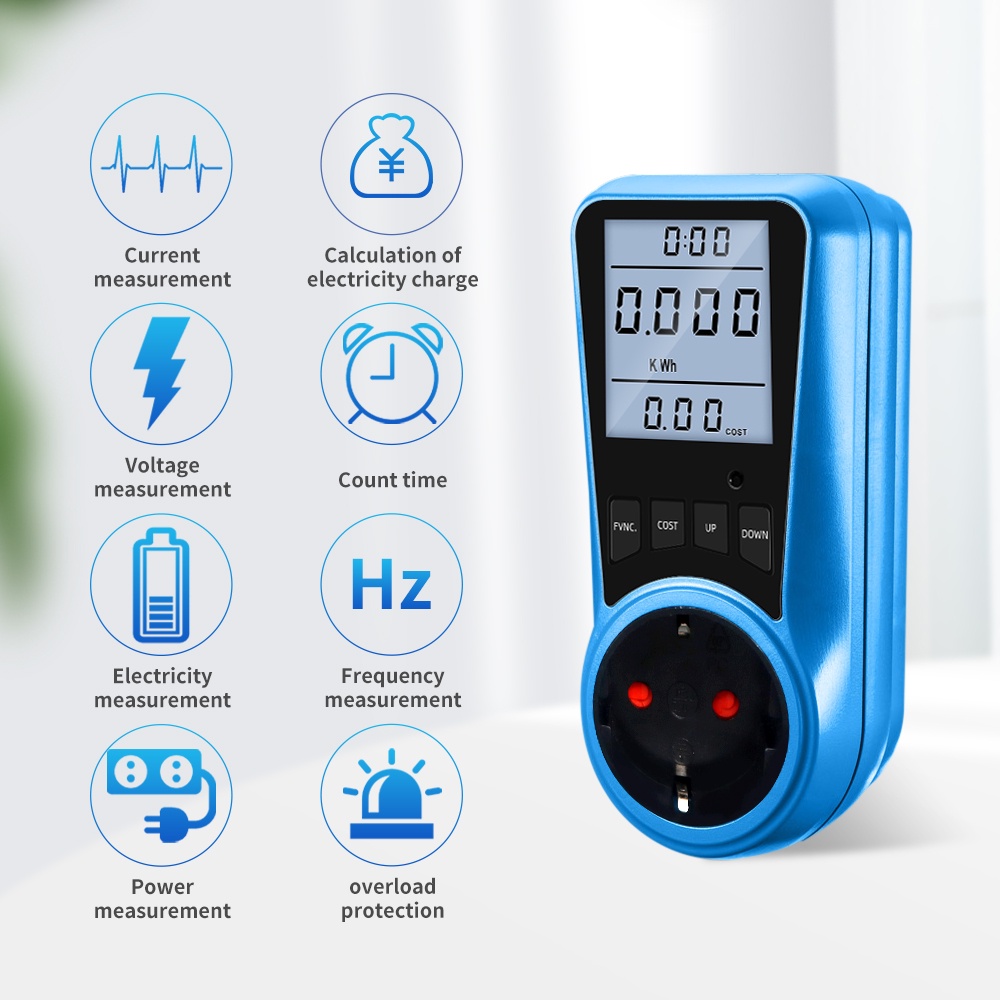 Digital Current Meter AC 230V Power Meter Voltmeter Time Watt Power Energy Tester 50Hz Socket Analyz