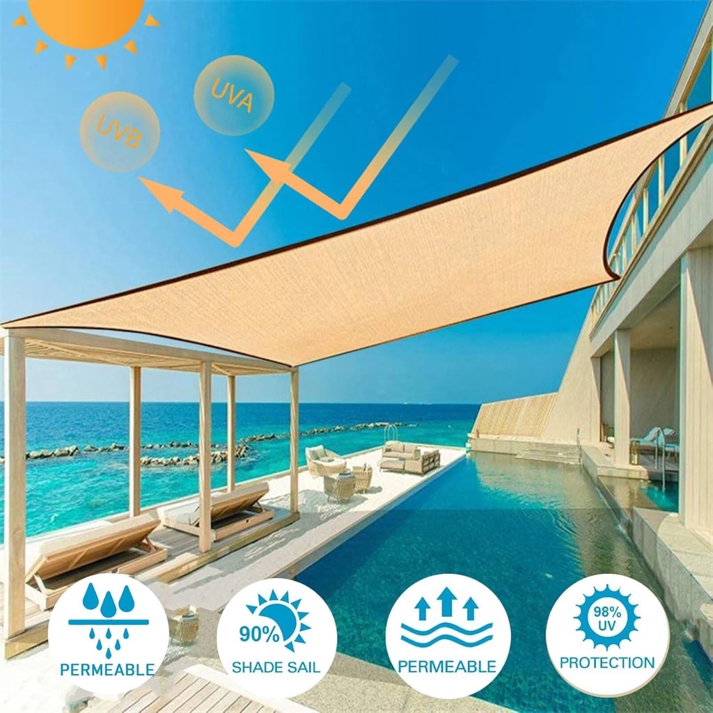 2/4M Summer Outdoor Shading Beige Shading Net Wrapped Perforated Shading Cloth Thickened Heat Insula