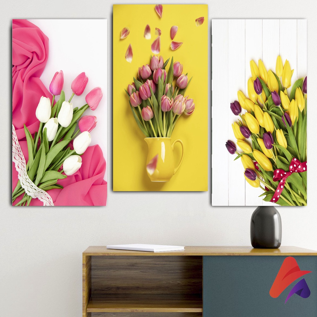 Premium Hiasan Dinding Tulip 15X30 Cm Ukuran Besar Kamar Dekorasi Rumah Wall Decor Ruang Tamu Bunga
