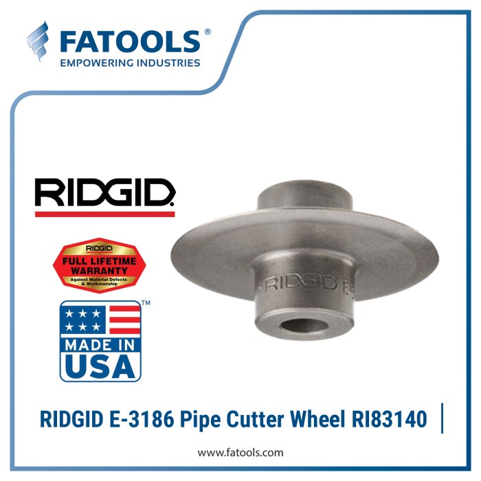 RIDGID 83140 Pipe Cutter Wheel E3186
