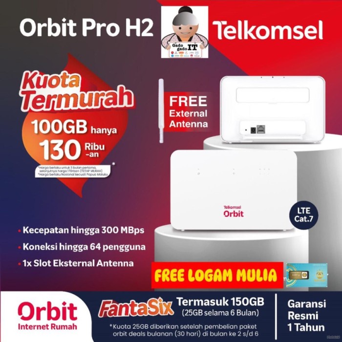 MODEM ROUTER HUAWEI B535 TELKOMSEL ORBIT H1 WIFI 4G LTE 150GB