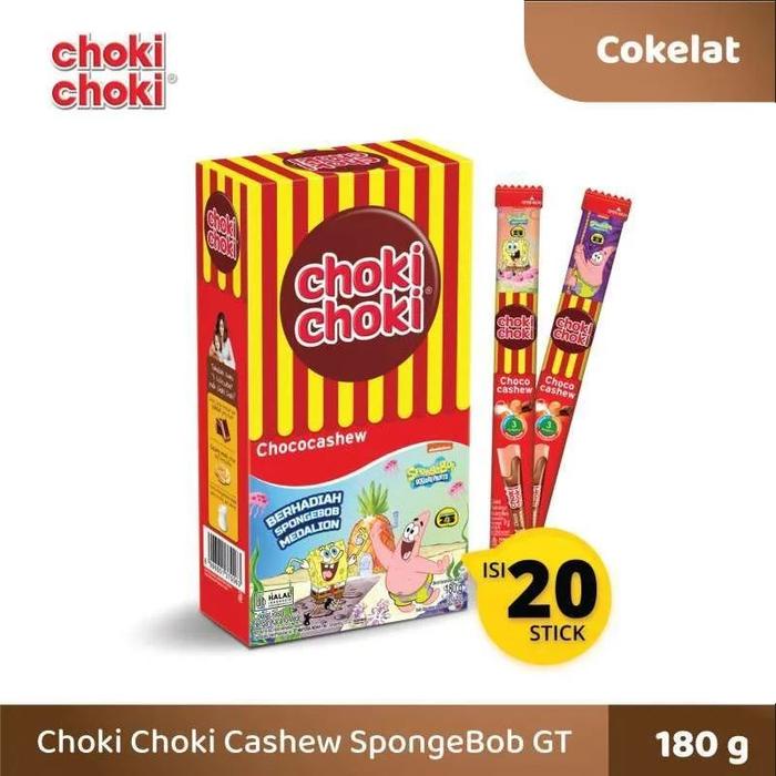 

Choki Choki Chococashew Chocolate 1box isi 20 pcs Edisi Spongebob Squarepants medalion