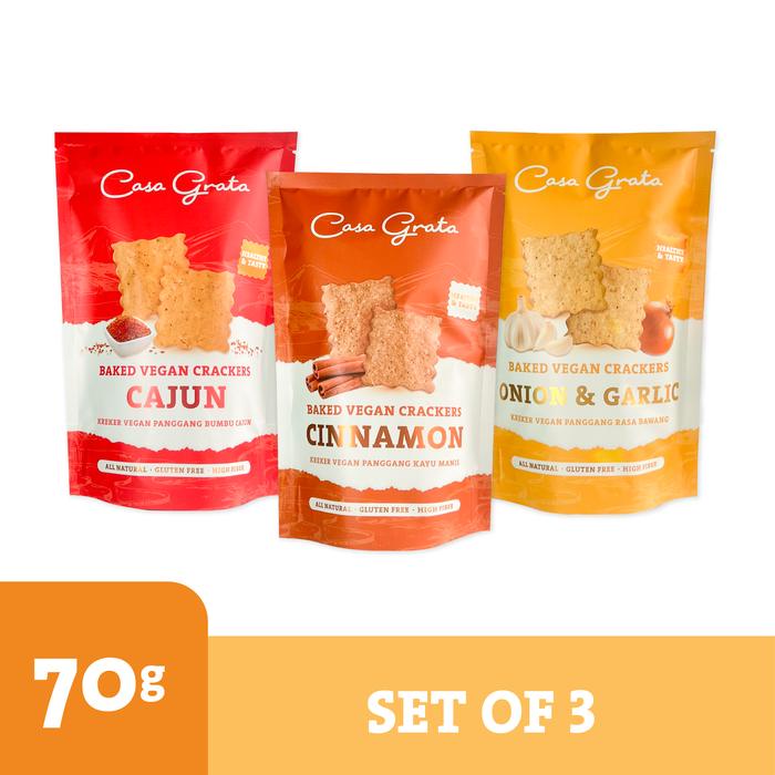 

Crackers Set of 3 - 70gr ( 3pcs Casa Grata Crackers ) - Gluten Free & Vegan Snacks