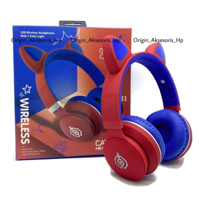 HEADPHONE BLUETOOTH BANDO CAT LED 031 LUMINOUS / WIRELESS BANDO KUCING