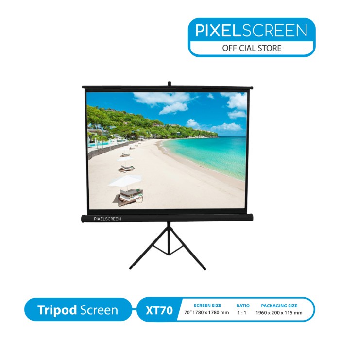 TERBARU PIXELSCREEN Screen Projector / Layar Projector Tripod Screen 70"