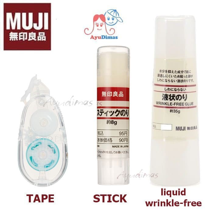 

TERLARIS! Muji - Glue Stick / Tape / Wrinkle Free - Lem stik / perekat cair