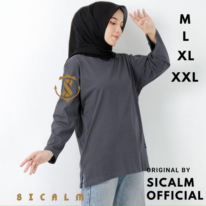 Atasan Kaos Oversize Lengan Panjang Wanita Bahan Katun Combed 24s Size Besar Polos LD 120 Baju Hitam
