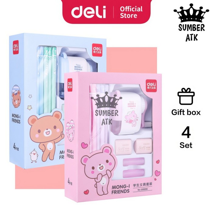 

Set Paket Hadiah Deli Stationery set 4 in 1 rautan pensil 12pcs pensil Kode 717