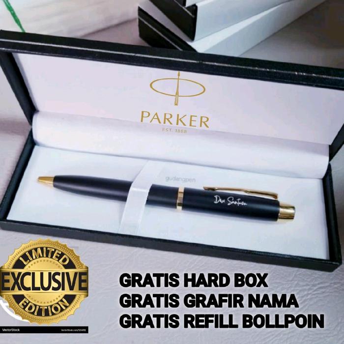 

Bollpoint Parker Black Gold Clip Gratis Hard Box & Grafir Nama Stationery Alat Tulis Kode 1140