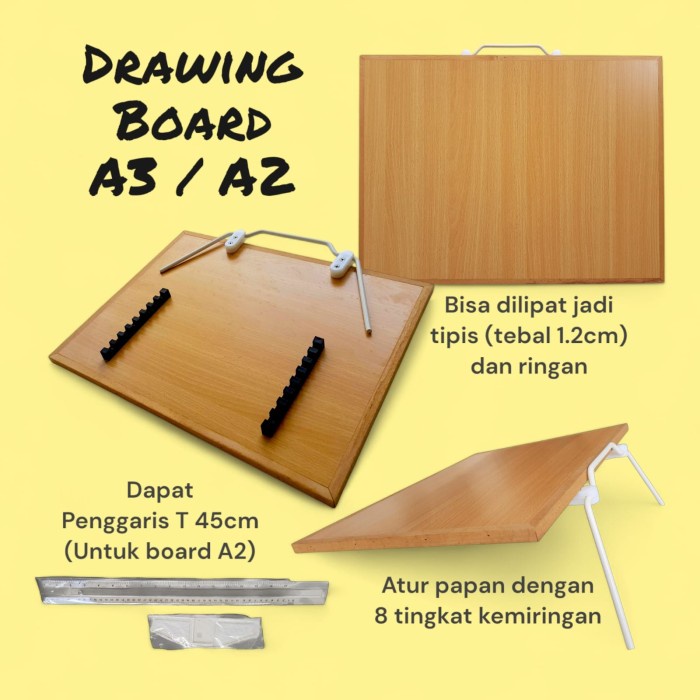 Papan Gambar Miring A3 A2, Drawing Board Ringan Lipat
