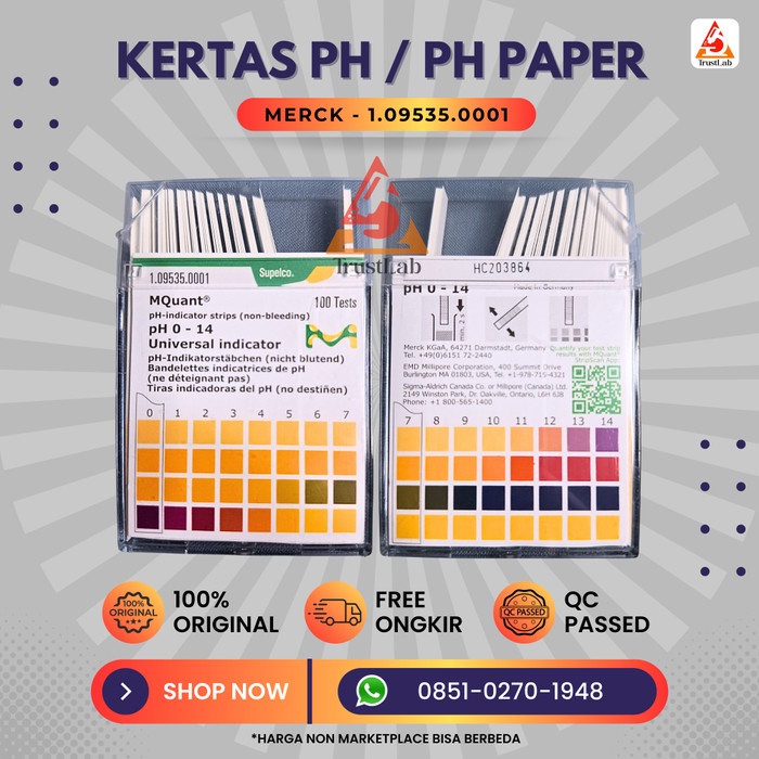 JTTOP" KERTAS PH MERCK 1.09535.0001 UNIVERSAL PH PAPER MERCK KERTAS PH