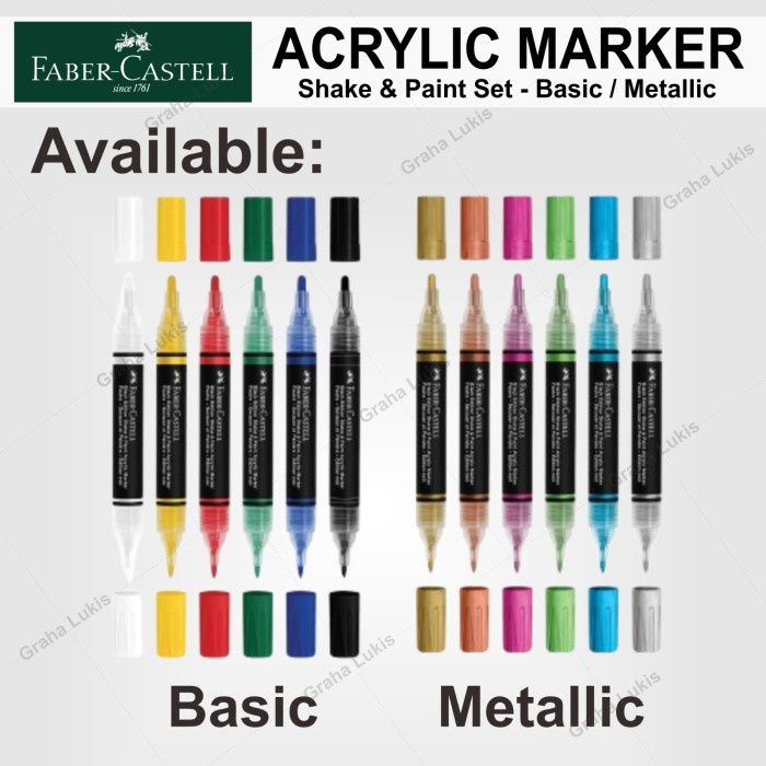 

Faber Castell Shake and Paint Acrylic Marker Classic / Metallic - Black Edition Set 6