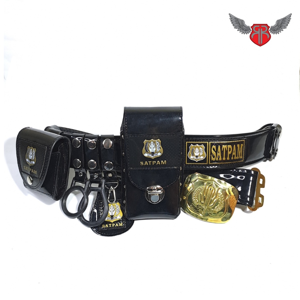 Kopel Sabuk Satpam Kulit Kilap Fullset Bangkol sabuk satpam lengkap