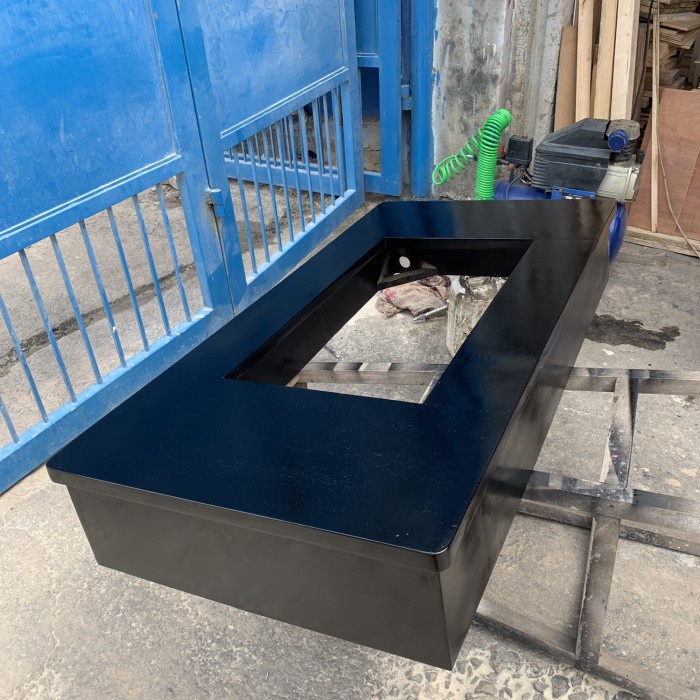 Meja kompor tanam cat hitam minimalis