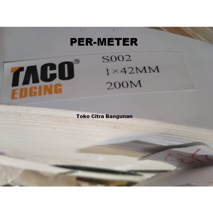 taco list edging 1 x 4 cm putih dop pelapis pinggir HPL jual permeter