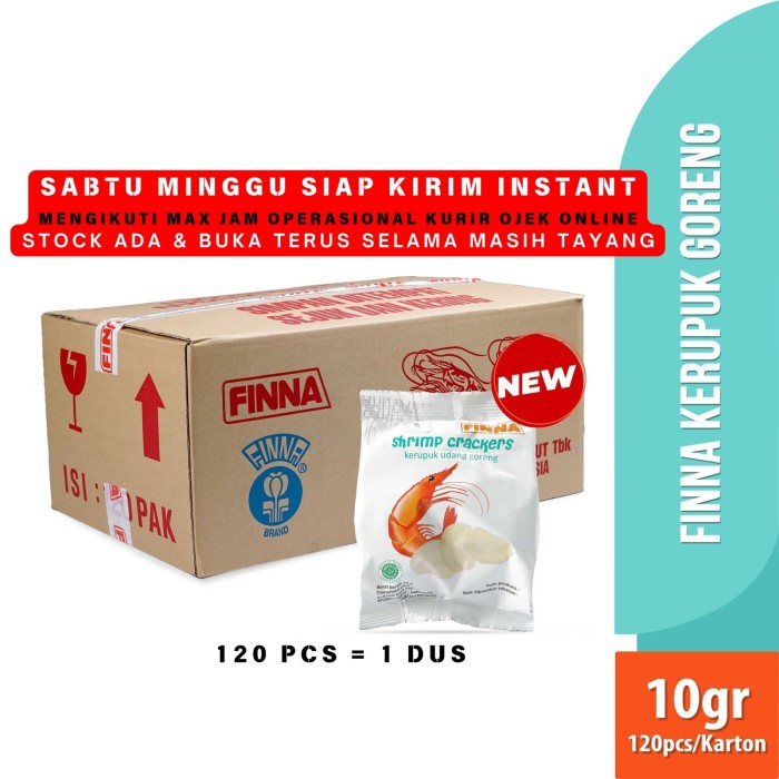 

1 dus Kerupuk matang FINNA Udang goreng siap saji Shrimp 10gr x 120pcs