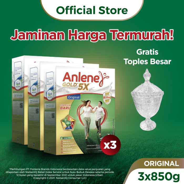 

[Special Ramadan] Anlene Gold 5X Susu Bubuk Dewasa All Varian 3 x 850g - Free Toples
