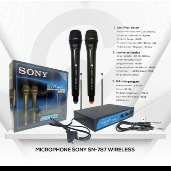 MIC SONY SN 787 SN787 SN-787 MICROPHONE WIRELESS MUSIC KARAOKE VOCAL