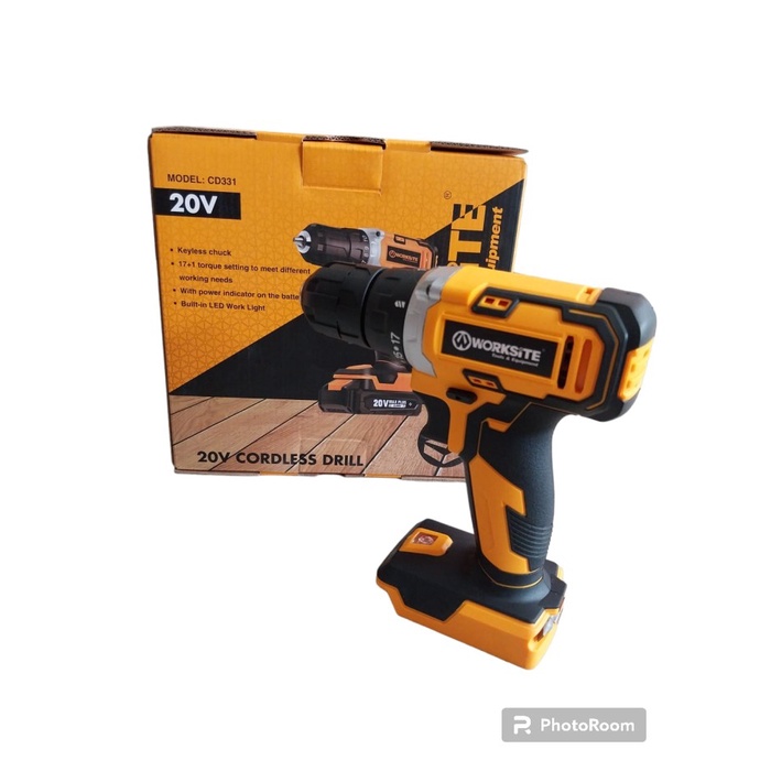 Cordless Drill Worksite 20V Bor Baterai/Mesin Bor Baterai Cordless
