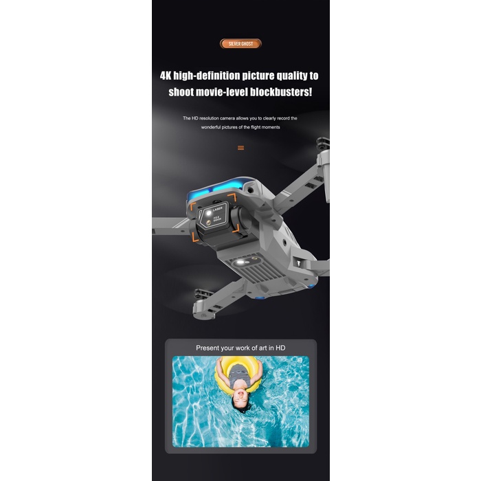 Drone Lipat Camera 4K Hd Xt9 Double Camera Free Bag Follow Flight