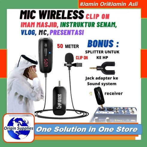 Mic Wireless IMAM CLIP ON SH 01 Mic Wireless Jepit Imam Freq UHF